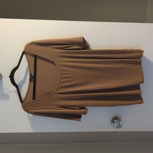 Universal Standard Square Neck, Short Sleeve Top In Warm Tan